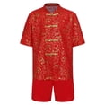 thumbnail image 3 of Xnihocha Boys Chinese Chorus Costume Traditional Kung Fu Uniform Outfit Martial Arts Set for Performance Red-H 130, 3 of 6