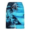 thumbnail image 5 of KIHOUT Men's Hawaiian Palm Print 2-in-1 Swim Trunks - 95% Polyester 5% Spandex, Drawstring Elastic Waist, Lined with Pockets for Beach, Pool and Summer Casual Wear, 5 of 6