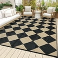 thumbnail image 3 of Yesurprise Modern Large Diamond Grid BlackBrown Outdoor Carpet, 10ft, 320Gsm Pp Tube Plastic Woven, 3 of 8
