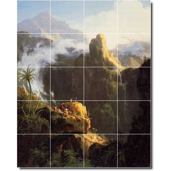 Ceramic Tile Mural-Thomas Cole Landscapes Painting 446. 48" w x 60" h using (20) 12 x 12 ceramic tiles