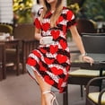 thumbnail image 3 of Fotbe Black and white striped and red hearts Pattern Dress Casual Womens Fashion Short Sleeve Maxi Dress T Shirt Dress Striped Long Color Block Maxi Dress, 3 of 6