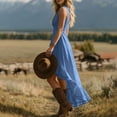thumbnail image 3 of ShomPort Womens Summer Dresses Flowy Ruffle Hem Deep V Neck Sleeveless Elegant Vacation Boho Sundresses, 3 of 6