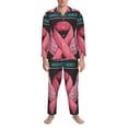 thumbnail image 3 of Fotbe Ribbon With Angel Wings Pattern Long Sleeve Pajama Set for Men,Sleepwear Set,2-piece Loungewear Set,Soft PJs Comfy Nightwear with Pockets-Medium, 3 of 7