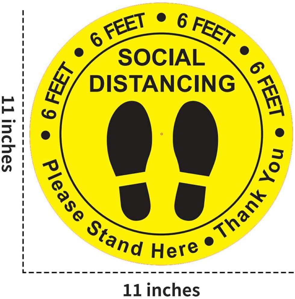 Social Distancing Floor Signs Pack of 6 12" Decals Crowd Control 