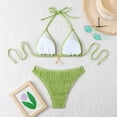 thumbnail image 5 of uvwlwu Women Ribbed Triangle Halter Bikini Top with Tassel Charm Two Piece Swimsuit,M, 5 of 6
