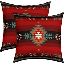 20 x 20-Inch Southwest Native Design Square Cushion Covers Set of 2 Boys Girls Southwestern Geometric Reversible Throw Pillow Covers for Kids Tribal Pillow Covers Home Decor Red Green