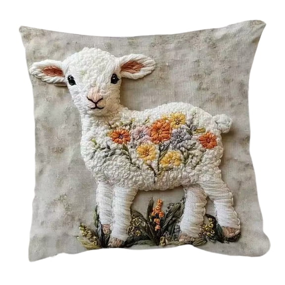 Oioii Cute Alpacas Pillow Set Soft Short Furry Sofa Cushion Set Car Bedside Decorative Cushion, Housewarming Gift, for Home Office, Dorm Room, Apartment, A