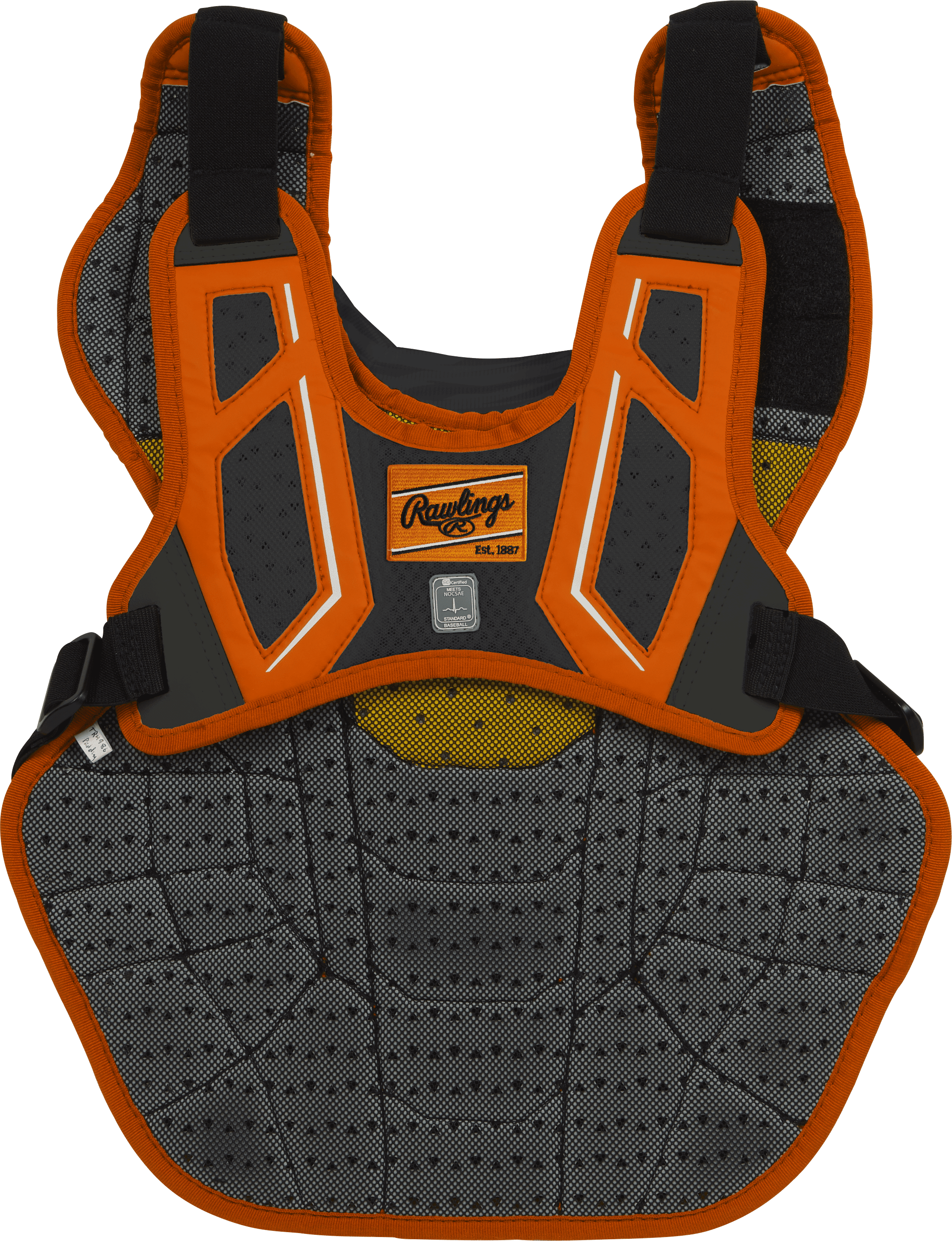 Rawlings Velo Baseball Intermediate Chest Protector | Black/Orange | Intermediate