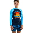 thumbnail image 4 of Hiijoy Boys Long Sleeve Two Piece Swimsuit Rash Guard & Board Shorts Beach Bathing Suit, Sizes 7-12, 4 of 7