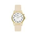thumbnail image 2 of Bandini Womens Glow Watch - Leather Band - 28mm Analog Women's Easy to Read Wrist Watch with Light, Light Up Watches, Quartz, White Dial, Big Numbers, Glow in the Dark Hands - Gold Tone / Beige, 2 of 6