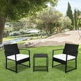 thumbnail image 4 of SEGMART 3 Piece Outdoor Patio Furniture Sets, Rattan Bistro Porch Furniture Wicker Chairs with Coffee Table and Cushions, Outdoor Bistro Conversation Sets for Garden Backyard Lawn Pool, Black, S76012, 4 of 11