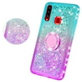 thumbnail image 3 of SOGA Phone Cover Compatible for Samsung Galaxy A20S Liquid Floating Quicksand Case with Diamond Ring Stand for Magnetic Car Mount and Lanyard - Purple on Teal, 3 of 5