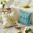 thumbnail image 4 of Home Sweet Home Spring Summer Flowers Yellow Throw Pillow Covers, 18 x 18 Inch Blue Cushion Case for Sofa Couch Set of 4, 4 of 6