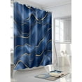thumbnail image 5 of Navy Blue Marble Waterproof Fabric Shower Curtain, Abstract Modern Golden Geometric Shower Curtain for Bathroom Curtains Bathtubs Hotel Washable Shower Curtains with 12 Hooks Extra Long 72x96, 5 of 6