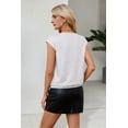 thumbnail image 6 of V Neck Sequin Short Sleeve Tops for Women Elastic Sparkly Tank Top White L, 6 of 9