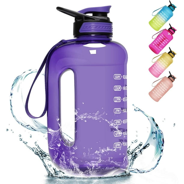 Bouteille d'eau de 1 gallon, grande bouteille d'eau étanche avec marqueur  de temps et paille, carafe d'eau de sport sans BPA pour les entraînements  sportifs de camping et les activités de plein