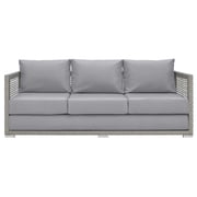 Modern Contemporary Urban Design Outdoor Patio Balcony Garden Furniture Lounge Sofa, Rattan Wicker, Grey Gray