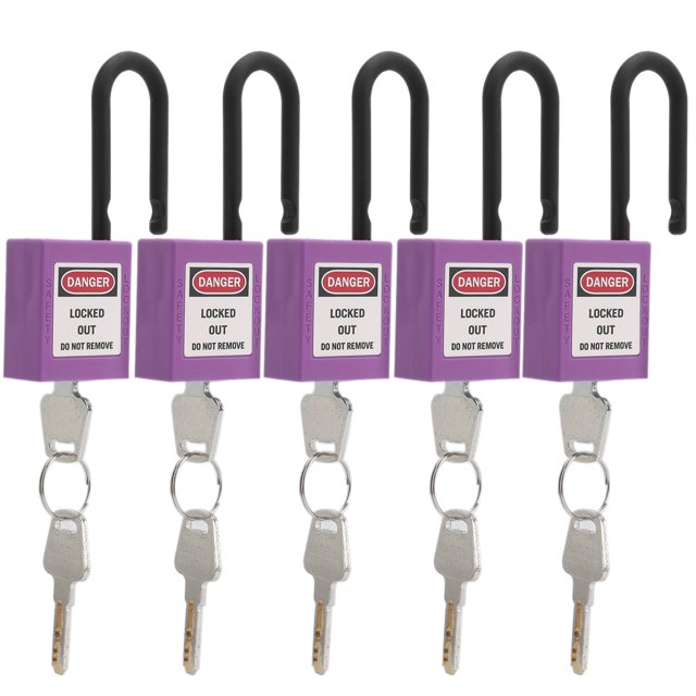 Padlocks Set, 5 Set 1.5in Security Lockout Nylon Insulation Engineering Loto Electric Lockout Tagout Station Both Sides Lable With 10 Keys For Factories
