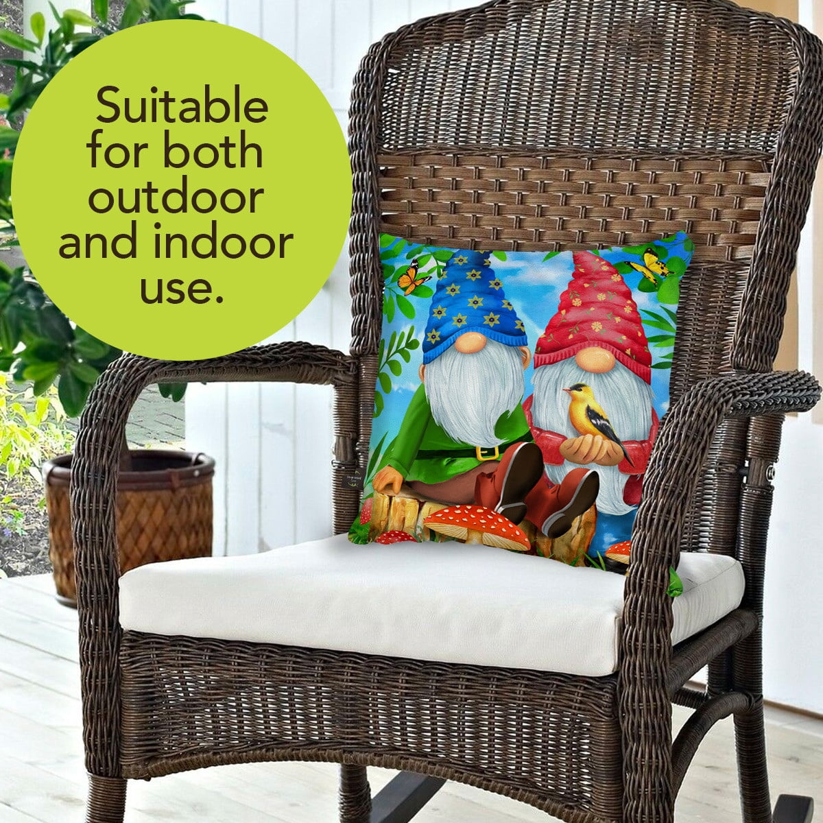 Briarwood Lane Indoor/Outdoor Pillow 17x17 Gnome Sweet Gnome Spring Decorative For Spring Pillow