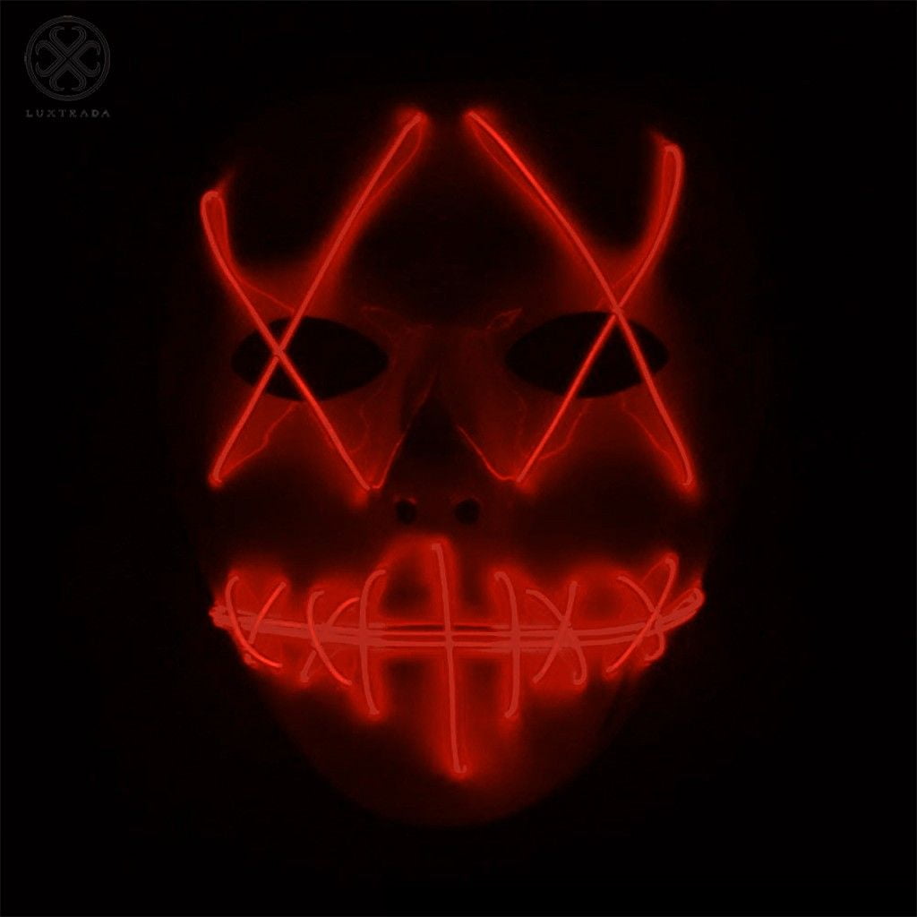 Halloween LED Glow Mask 3 Modes EL Wire Light Up The Purge Costume Cosplay Props 