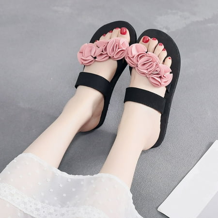 

Aayomet Womens Slippers Breathable Slipper Sandals Flat Home Shoes Women Flowers Beach Flip-Flops Women s slipper Pink 6.5