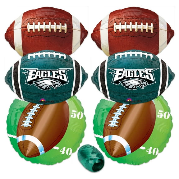 Philadelphia Eagles Football Party Mylar Foil 7pc Balloons, Green Black White