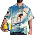 thumbnail image 4 of Surfing in Summer Men's Hawaiian Poplin Casual Printed Button Down Short Summer Beach Shirts, Unisex, 4 of 6