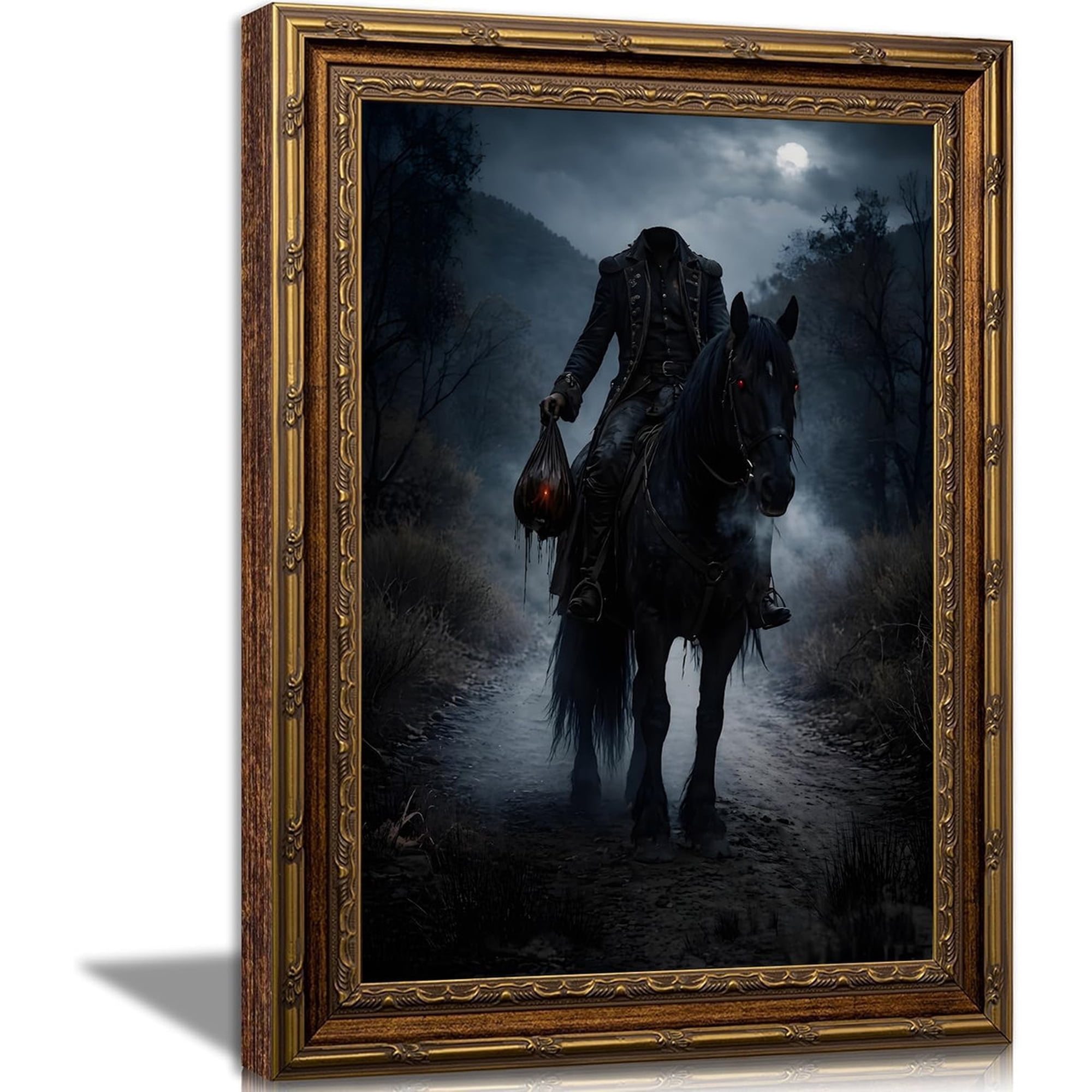 Headless Horseman Gothic Halloween Wall Art Print Spooky Room Decor