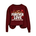 thumbnail image 3 of qucoqpe Valentine's Day Long Sleeve Shirts for Women Fashion Love Heart Printed Crew Neck Pullover Tops Casual Oversized Sweatshirt for Women, 3 of 5