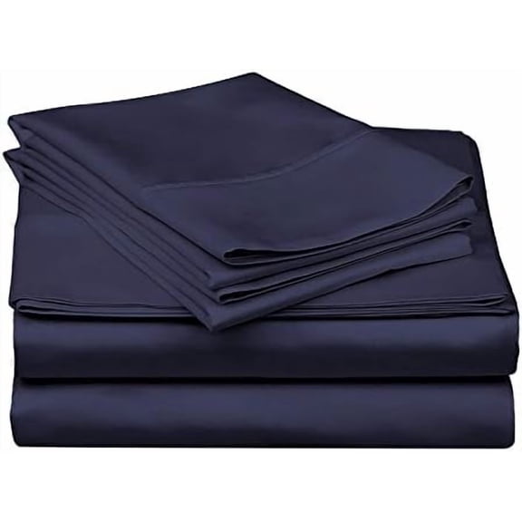 600 Thread Count 4pc Sheet Set 100% Egyptian Cotton Long King (72” x 104”) Navy Blue Solid Fit Up to 10-12 inch Deep Mattress$$Bedding