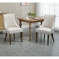 thumbnail image 6 of Set of 6 Upholstered Dining Chairs with Upholstered Strip Back, Linen Fabric Side Dining Room Chairs , Living Room Chairs for Home Kitchen Dining Room Resturant (Cream), 6 of 8
