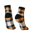 thumbnail image 4 of Bingfone Orange Plaid Design Patterned Men'S Women'S Casual Cotton Socks, 4 of 9