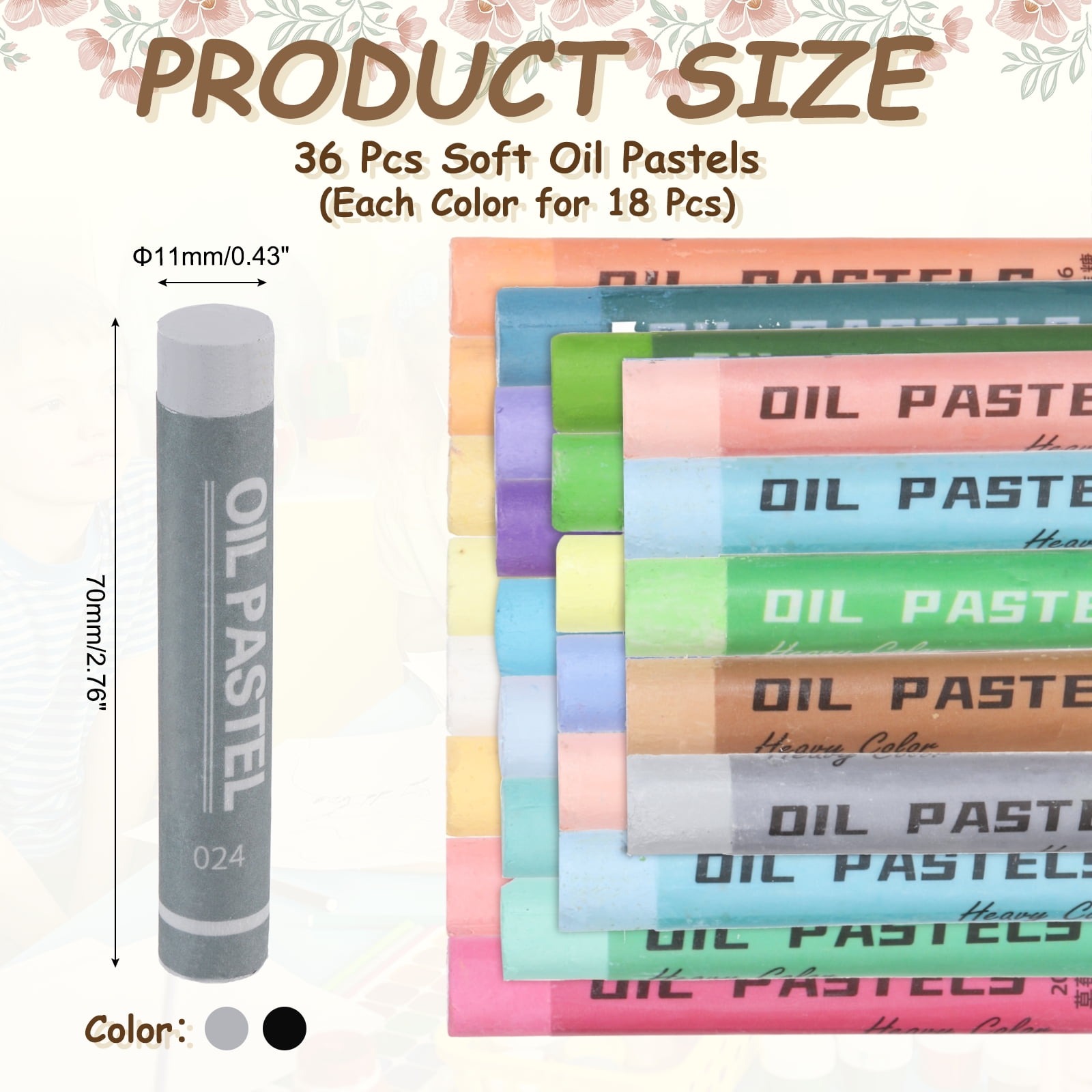 Uxcell Soft Oil Pastels, Oil Pastel Crayons Vibrant Color Blendable Art Supplies for Painting Drawing Blending Painting Artists Beginners Professional(Black Light Gray, Pack of 36)