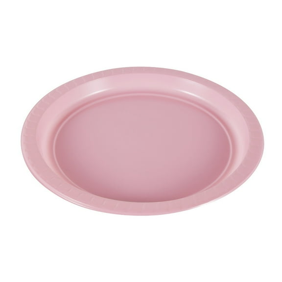 ERDOUY 20Pcs 7in Plastic Dinner Plates, Disposable Plates Bulk Pack, Party Plates for BBQ, Picnic, Parties, Travel and Events, Microwavable Recyclable（Pink）