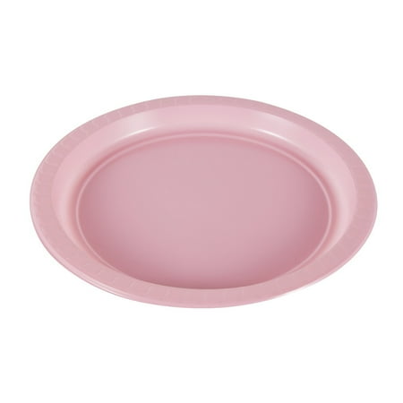 

Nvzi-a 60Pcs 7in Plastic Dinner Plates Disposable Plates Bulk Pack Party Plates for BBQ Picnic Parties Travel and Events Microwavable Recyclable（Pink）
