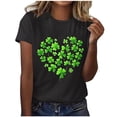 thumbnail image 2 of St. Patrick's Day Shirt for Women Shamrock Heart Pattern T-Shirt Short Sleeve Crewneck Casual Festival Apparel St Paddys Day Top, 2 of 5