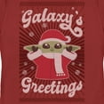 thumbnail image 2 of Women's Star Wars: The Mandalorian Christmas Grogu Galaxy's Greetings Cute Graphic Tee Red Medium, 2 of 4