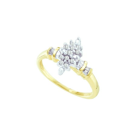 10K Yellow Gold 0.15ctw Fancy Sleek Pave Diamond Fashion Cluster Marquise Ring