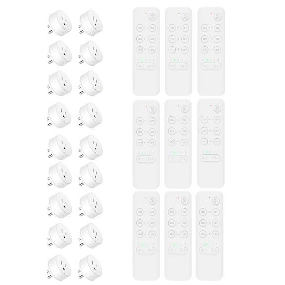 Wireless Remote Control Outlet Switch Power Plug, NineLeaf Remote Control Outlet Wireless Light Switch, Remote Control Outlet Plug for Lamp and Household Appliance 15A/1500W, 500FT (9Remotes,18Plugs)