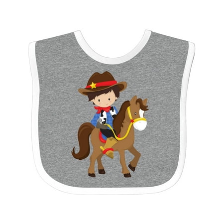 

Inktastic Cowboy Sheriff Horse Western Brown Hair Gift Baby Boy Bib
