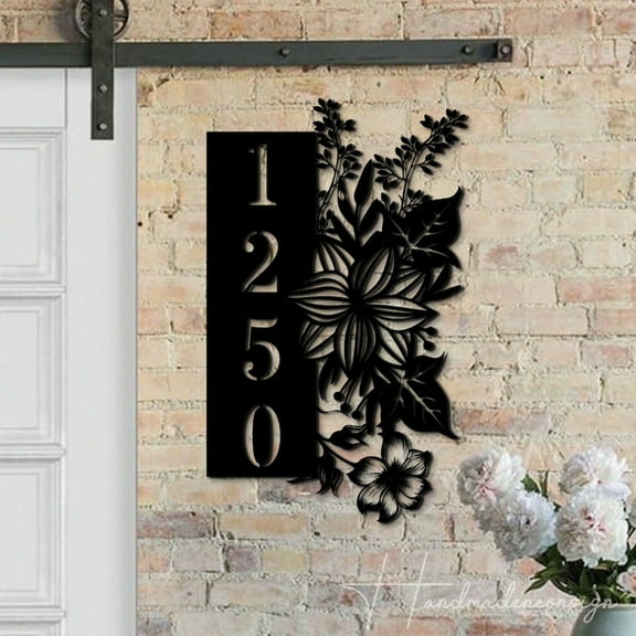 Handmadetneonsign Flowers House Number Metal Wall Art LED Light - Personalized Sign Home Decor 60525
