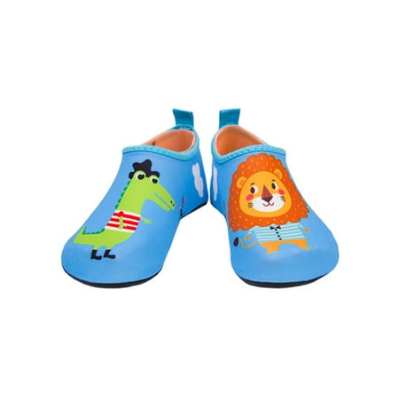 

Wazshop Kids Water Shoes Quick Dry Aqua Socks Slip On Beach Shoe Comfort Barefoot Flats Children Swim Casual Lion and Crocodile 5C-6C