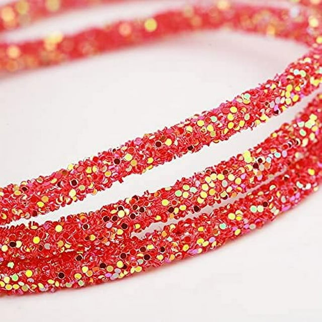 HUGFEGWE 5 Yards 6mm Corde à Sequins Strass Tube Corde Résine Garnitures Strass PVC Corde Robe de Mariée Costume Applique Accessoire Bijoux Artisanat Nœuds Sacs Boucles d'Oreilles Fait Main