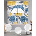thumbnail image 2 of Blue Yellow Floral Spring Swag Kitchen Curtains Sets for Windows 24 Inch Length, Elegant Botanical Summer Short Window Curtain Panels Swags Valances and Tiers 3 Piece Set for Cafe/Dining Room, 2 of 5