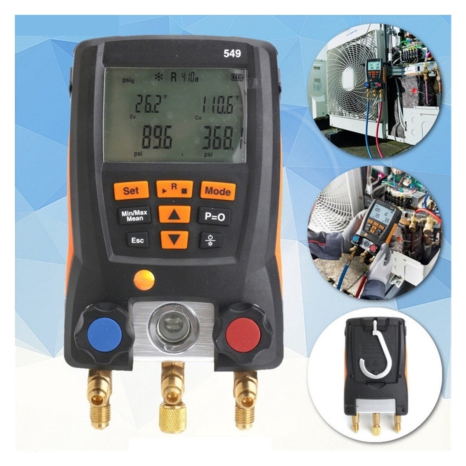 Refrigerant Manifold Gauge Set Air-Conditioning Pressure Gauge Digital Manifold Gauge HVAC Temperature Test Manometer