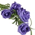 thumbnail image 3 of 1 Manojo De Rosa Artificial 5 Cabezas Planta De Flor De La Decoración Del Partido Del Hogar De Color Púrpura, 3 of 9