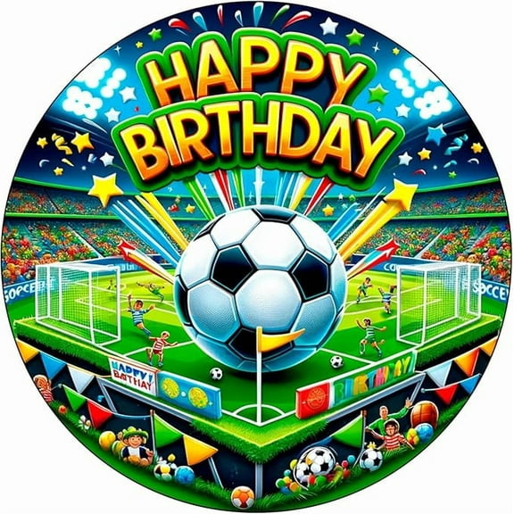 7.5x Inch Edible Cake Toppers – Soccer Themed Birthday Party Collection of Edible Cake Decorations