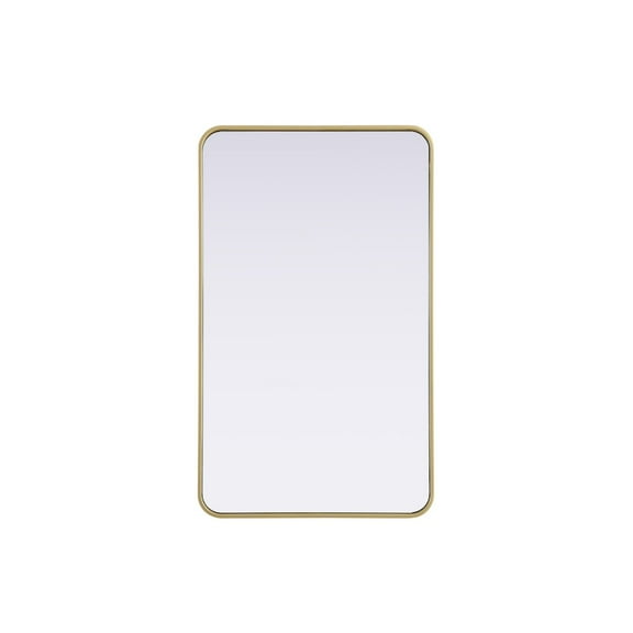Elegant Decor Contour Metal Rectangle Mirror 24x40 in Brass