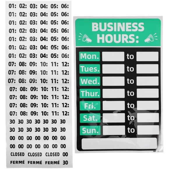 1 Set Business Hours Sign Opening Hour Sign Changeable Store Hours Sign