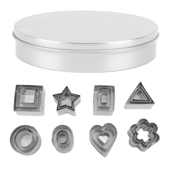 24-Piece Stainless Steel Cookie Cutter Set - Geometric Shapes for Baking & Cooking